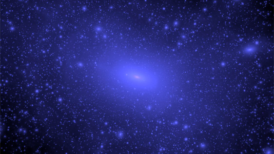 Via Lactea computer simulation of a Milky Way type galaxy, showing thousands of smaller satellite galaxies. Credit: Jurg Diemand and the Via Lactea Project, http://www.ucolick.org/~diemand/vl/