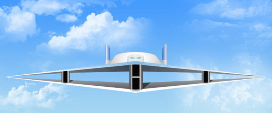 왕 교수의 초음속 비행기 디자인 모식도, 출처: 사이언스 데일리