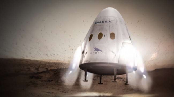 Red Dragon 미션 우주선이 화성에 착륙한다면 이런 모습일까?  Credit: SpaceX