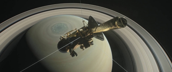 마지막 임무를 수행하는 Cassini의 모습을 그린 상상도 Credit: NASA/JPL-Caltech