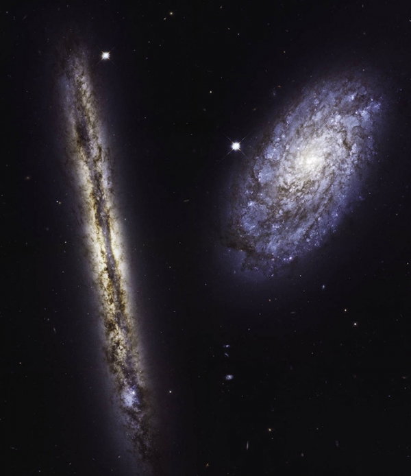 허블 우주망원경으로 바라본 두 은하 NGC 4302(좌)와 NGC 4298(우) 출처 : NASA/ESA/M. Mutchler