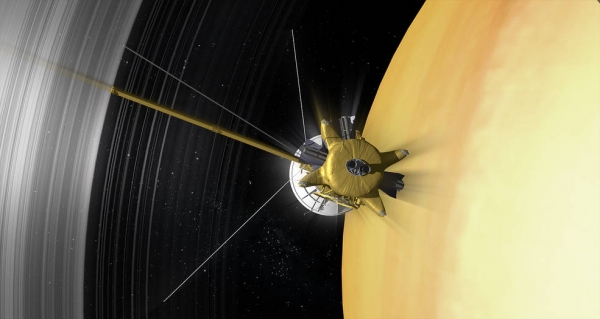 토성을 탐사하는 카시니의 상상도. 출처 : NASA