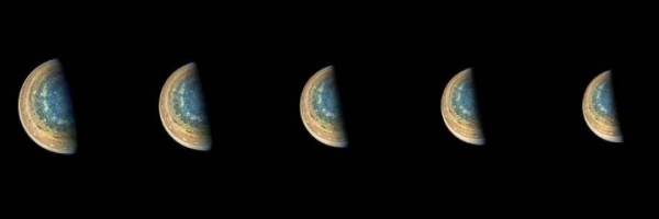 목성 남극의 모습. 출처: Jet Propulsion Laboratory, Juno, Jupiter, Planets, Solar System