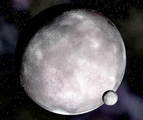 뒤쪽에 있는 천체가 에리스입니다. 출처: NASA