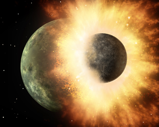 화성 크기만한 천체가 지구에 부딪히며 달 탄생~ 출처:  NASA/JPL-Caltech