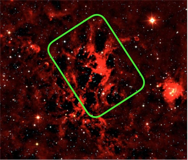 와이즈 적외선 망원경으로 촬영한 CTB 102의 24마이크로미터 이미지. 출처:한국천문연구원