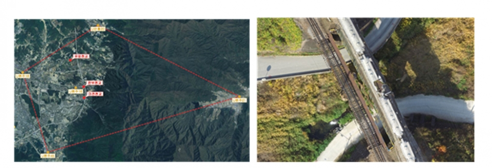 3차원 영상 기반 교량도면 역설계기술 적용성 검증시험 모습. 출처: 한국철도기술연구원