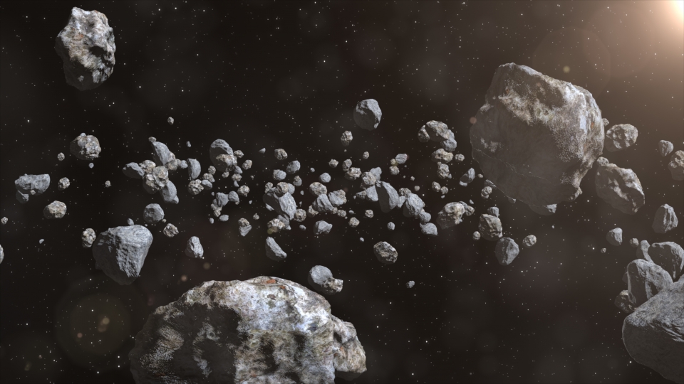 크기 다양한 소행성들. 출처: AdobeStock