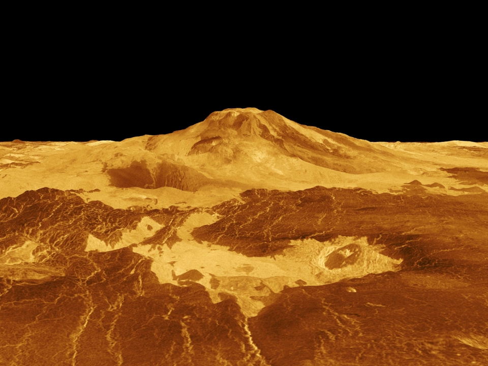 금성의 두 번째로 높은 산인 마트 몬스(Maat Mons). 출처: NASA/JPL