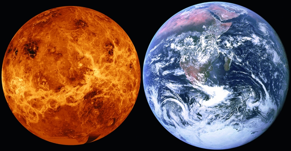 금성과 지구는 크기가 매우 비슷해 쌍둥이 행성이란 별명이 붙었다.