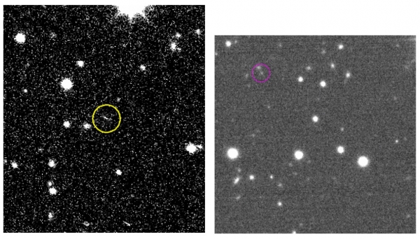 그림 4. 지구위협소행성 2018 PP29(왼쪽), 근지구소행성 2018 PM28(오른쪽) 발견 영상. 출처: 한국천문연구원